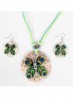 Fashion Butterfly Print Shell Necklace and Earrings Set